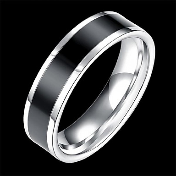 Unisex High Quality Stainless Steel with Black Line in Middle Polished Ring