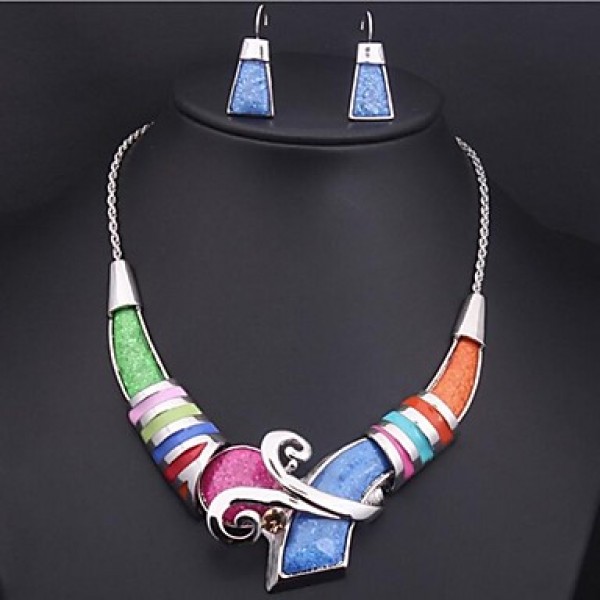 women's Colored Gemstone Jewelry Set(Earrings &Necklace)   