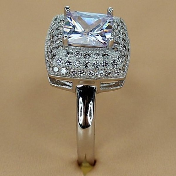 Fashion 925 Silver Plated Copper Zircon Ring