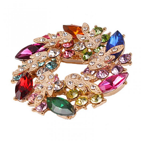  DiamonadeGold Plated Gemstone & Crystal Zirconia Colorful Brooch