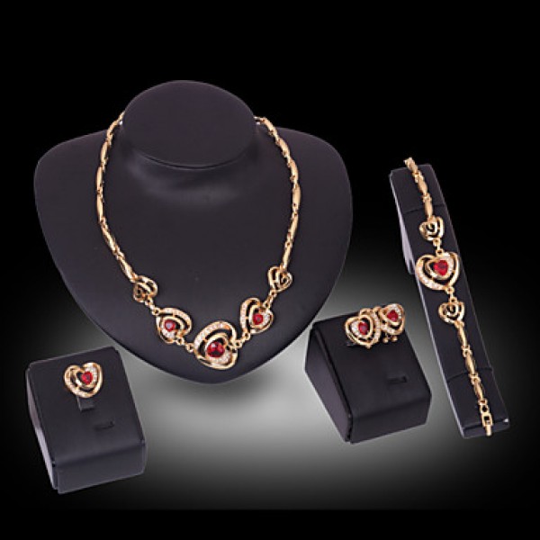 New Women Vintage / Party Gold Plated Necklace / Earrings / Bracelet / Ring Sets  