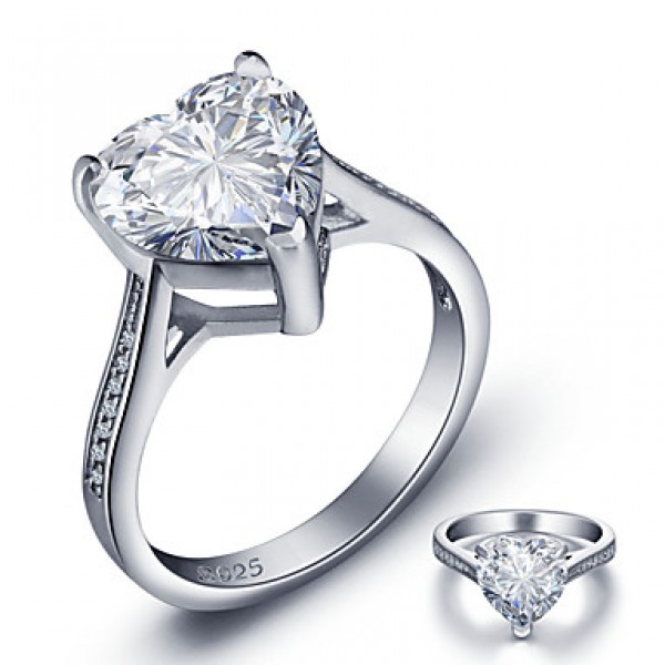 2016 Heart Luxurious Engagement Classic Diamond 925 Sterling Silver WeddingDiamond Birthstone