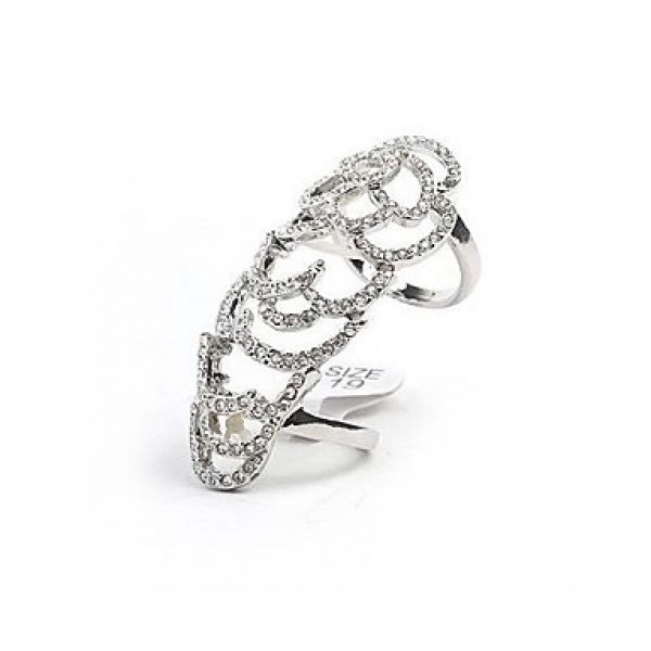  Hollow Out Rose Full Crystals Ring