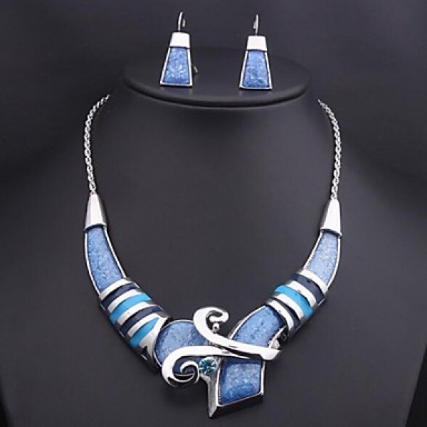 women's Colored Gemstone Jewelry Set(Earrings &Necklace)   