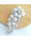 Women's Trendy Alloy Silver-tone Faux Pearl Rhinestone Flower Bridal Brooch Pin
