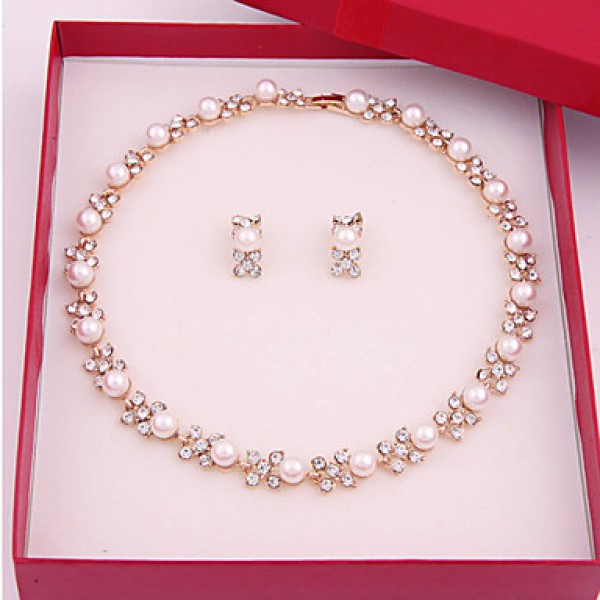 Simple and elegant imitation pearl necklace Earring Sets (necklace, earrings)  