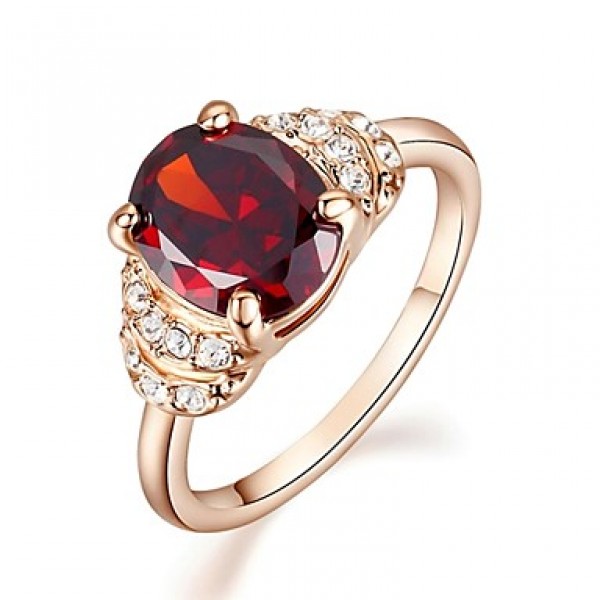 Simulated Diamond Ruby Engagement Ring 