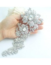 Women's Trendy Alloy Silver-tone Rhinestone Crystal Flower Wedding Bridal Brooch Pin