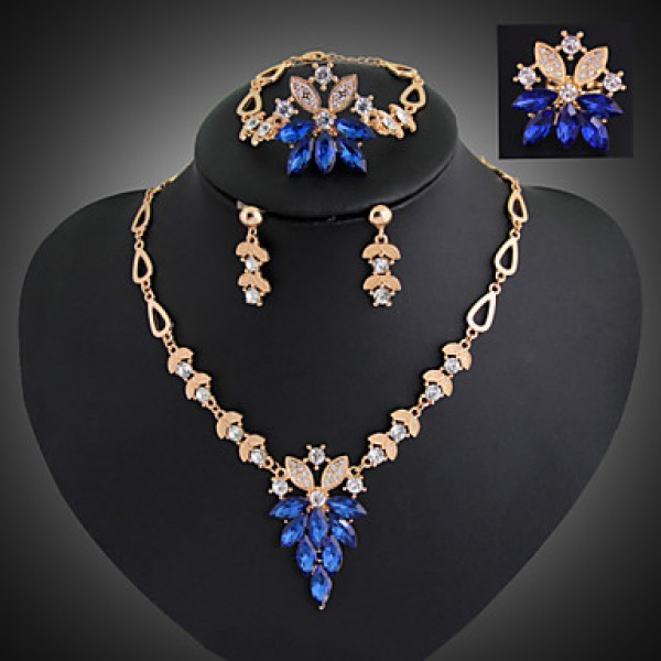 Women Vintage / Party / Casual Alloy / Gemstone & Crystal / Cubic Zirconia Necklace / Earrings / Bracelet / Ring Sets  