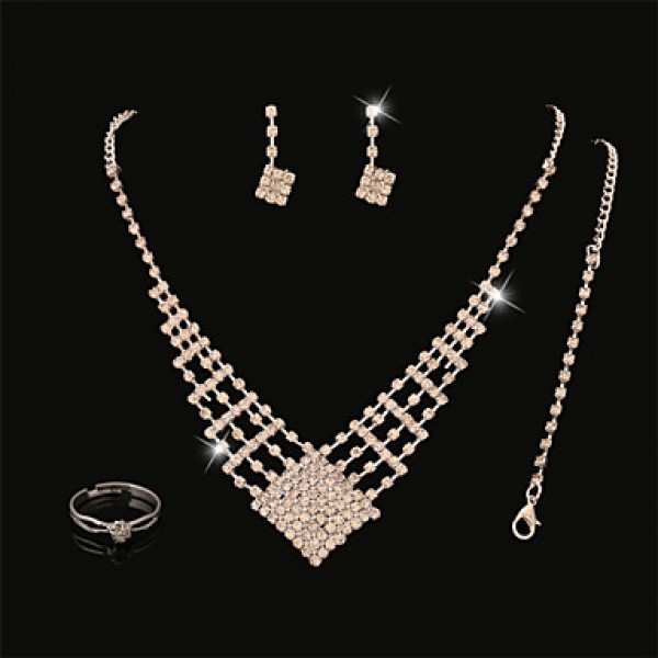 Women Latest Fashion Alloy Rhinestone Imitation Pearl Necklace/Earrings/Bracelets/Rings Sets  