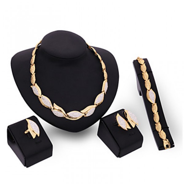 Crystal Jewelry Set Gold Plated Jewelry Set With Crystal Necklace For Bridal Bridal Wedding Party  