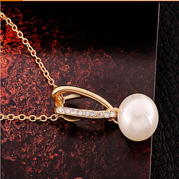 18K ladies Pearl Jewelry Necklace Earrings Set  