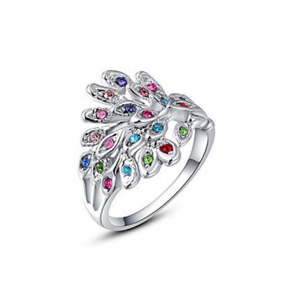  Fashion Colorful Zircon Peacock Statement Rings Wedding/Party/Daily