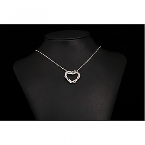 Women's Love Heart Designer CZ Diamond Pendant Jewelry 18K White Gold Plated Wedding Necklace Earrings Sets  