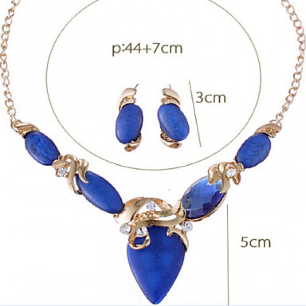 Women Vintage / Party Gold Plated / Alloy / Rhinestone / Resin Necklace / Earrings Jewelry Sets  