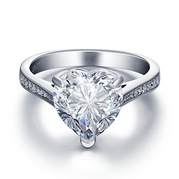 2016 Heart Luxurious Engagement Classic Diamond 925 Sterling Silver WeddingDiamond Birthstone