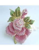 Women's Trendy Alloy Rhinestone Crystal Flower Rose Brooch Pin