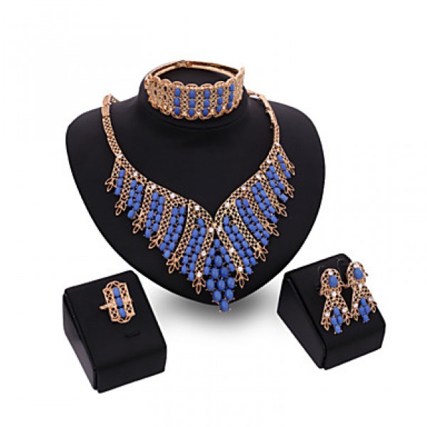 Crystal Jewelry Set Gold Plated Jewelry Set With Crystal Necklace For Bridal Bridal Wedding Party  
