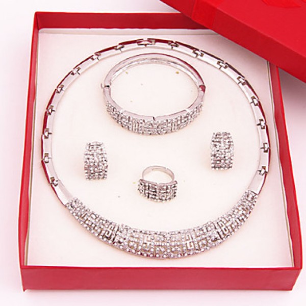 Vintage Evening Party Prom Rhinestone (Including Necklace, Earring, Bracelet, Ring) Jewelry Sets  