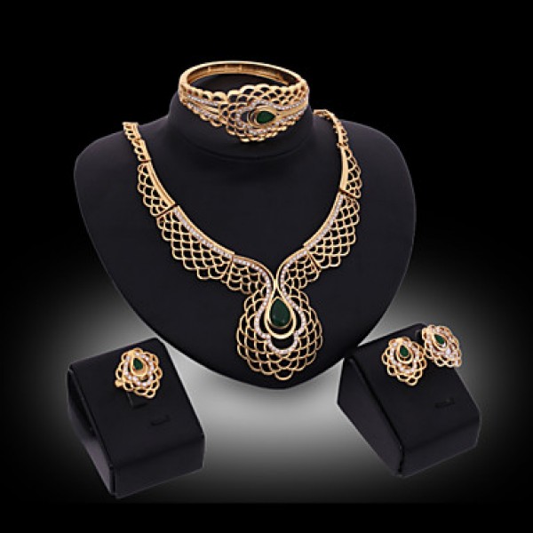 18K Gold Plated Choker Chunky Statement Necklace Jewelry Set For Women Multi Layer Necklace Gold  