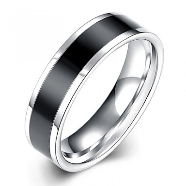 Unisex High Quality Stainless Steel with Black Line in Middle Polished Ring