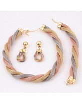 Gold-plated Fashion romantic heart line(Including Necklace, Earring, Bracelet) Jewelry Sets  