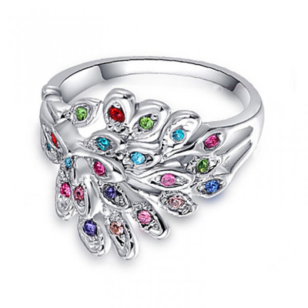  Fashion Colorful Zircon Peacock Statement Rings Wedding/Party/Daily