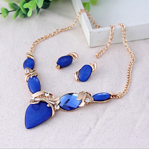 Women Vintage / Party Gold Plated / Alloy / Rhinestone / Resin Necklace / Earrings Jewelry Sets  