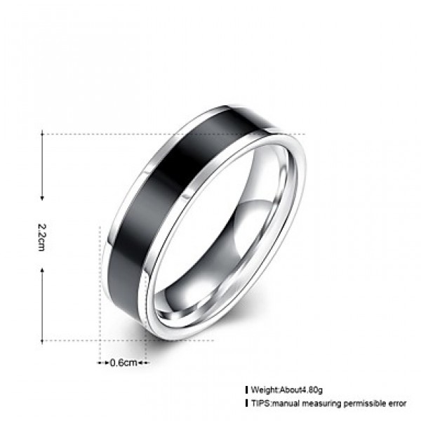 Unisex High Quality Stainless Steel with Black Line in Middle Polished Ring